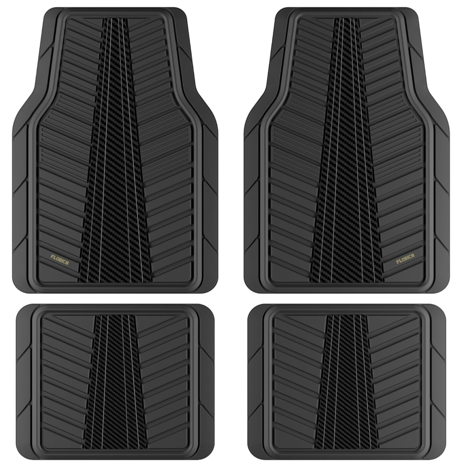 FLORICH Car Floor Mats, Heavy Duty Floor Mats for Cars, 4 Piece All-Weather Floor Mats with Anti-Slip Backing, Waterproof Universal Trim-to-Fit, Automotive Floor Mat for Cars SUV Trucks