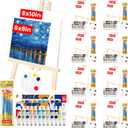 208 Pieces Canvas Painting Kits for Adults Kids, 8 Set 12 Color Acrylic Paint Kit, 16 Canvases, 8 Wood Easels, 8x10 Size Brushes, 8 Palettes, 8inch Canvas and Easel Set for Party Artists and Beginner