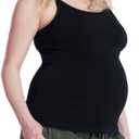 Motherhood Maternity Women's Clip Down Nursing Tank Top Cami with Adjustable Straps and Built-in Shelf Bra for Breastfeeding (Medium, Black)