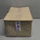 Wicker Basket with Lid, Seagrass Storage Basket, Woven Decorative Storage Baskets for Shelf Organizing, Whitewash