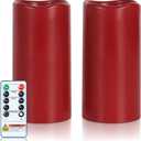 Amagic 3"x6" Red Flameless Candles with Remote, Christmas Battery Operated Candles with Timer, Waterproof LED Pillar Candles for Thanksgiving Table, Home, Outdoor Decor, Plastic, Set of 2
