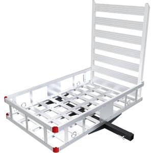 Aluminum Hitch Cargo Carrier with Ramp, 50" x 29.5" x 8.7" Trailer Hitch Cargo Carrier Hitchs Mount Cargos Hitchs Carriers, 500lbs Capacity, Fit 2" Receiver for Suvs Trucks Vans Pickups Camping