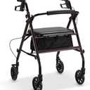 Rollator Walker with Seat, Foldable Rolling Medical Walker with 6" Wheels, Aluminum Frame Supports Up to 300 lbs