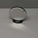 Round Mirror Lighted Digital Alarm Clock, Mirror Surface for Makeup, Large Display, Easy Setting, Auto DST, Auto Dimming, USB Port, Modern Decor for Home, Bedroom, Office, Gift for Women, Girl, Black