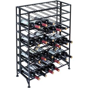 MyGift Black Metal Wine Rack Freestanding Floor Stand, 9 Tier Beverage Bottle Storage Shelf - Holds up to 54 Bottles