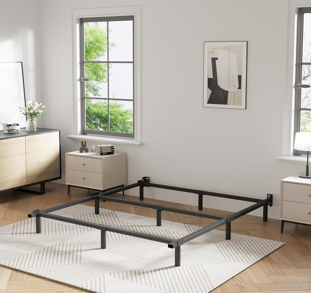 Bedsnus Queen Size Bed Frame, 9 Inch Metal Basics Bed Frame,High Profile Base for Box Spring, 9-Leg Support, Noise-Free, Easy Assembly, Black