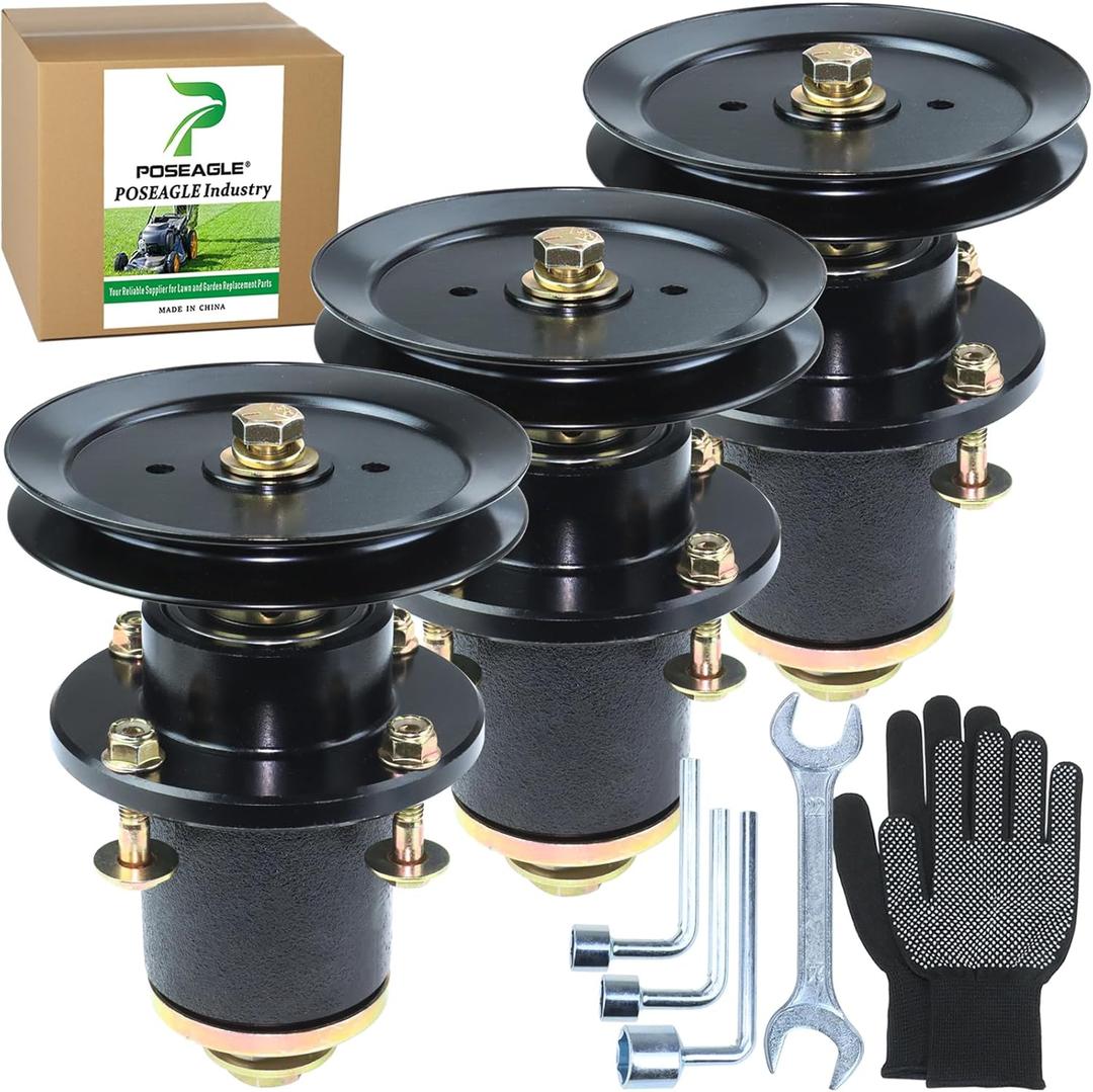 3 Pack 037-6015-50 Spindle Assembly with 033-6004-00 Spindle Pulley Replace 037-6015-00, 037 6015 50, 037601550 for Bad Boy ZT Elite 60", Maverick 60", ZT Elite Limited 60", Revolt 61" Decks