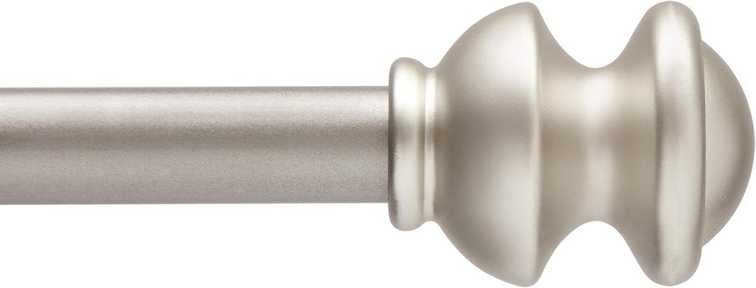 Kenney Kendall Knob Window Curtain Rod, Adjustable 30 to 86 Inch Extendable Rod Set, Brushed Nickel