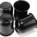 4Pcs 3.74inch Stainless Trailer Wheel Center Caps Push Through 3.74" Bore 4.33" Tall Top Removable Hub Cap for Truck SUV RV Wheel Rim, Matt Black Wheel Cover