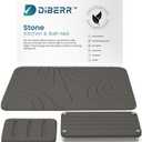 Stone Bath Mat, Set of 3 Non-Slip Diatomite Stone Bath Mat, Quick Drying Bath Mat Stone Absorbing, Super Absorbent Diatomaceous Earth Bath Mat for Bathroom Kitchen - Classic Dark Grey