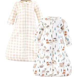 Hudson Baby Unisex Baby Cotton Long-Sleeve Wearable Sleeping Bag, Sack, Blanket (0-3 Months, Boy Woodland Pals Long Sleeve)