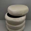 SONGMICS Vanity Stool, Round Ottoman with Storage, Upholstered Foot Stool, Removable Lid, for Living Room, Bedroom, Easy Assembly, 16.9 x 16.9 x 18.5 Inches, Velvet Fabric, Cream White ULOM018LH01