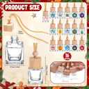 Meanplan 50 Pcs Christmas Car Diffuser Bottles Employee Appreciation Gift Bulk Hanging Air Freshener Empty Glass Perfume Oil Bottle with Xmas Stickers for Coworker Teacher Car Lover(Square, 10ml)