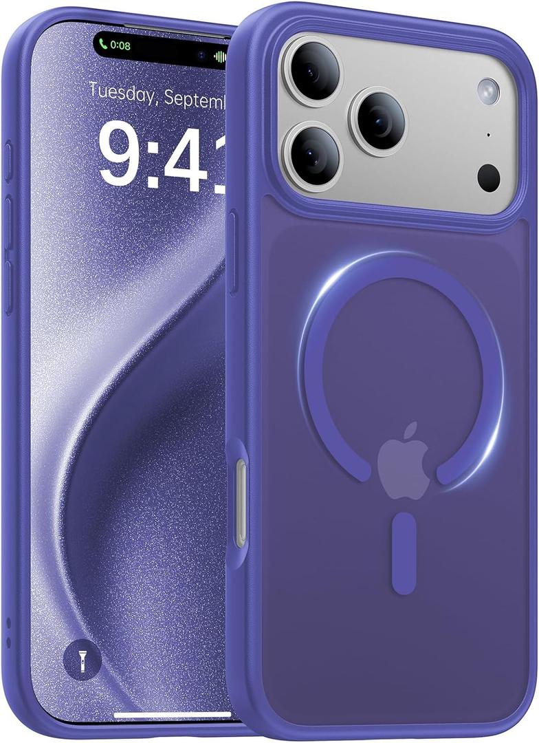 Magnetic for iPhone 17 Pro Case,[Anti-Slip][Compatible with MagSafe][Military Grade Drop Protection] Shockproof Protective Translucent Matte Phone Case for iPhone 17 Pro Case,Cobalt Blue