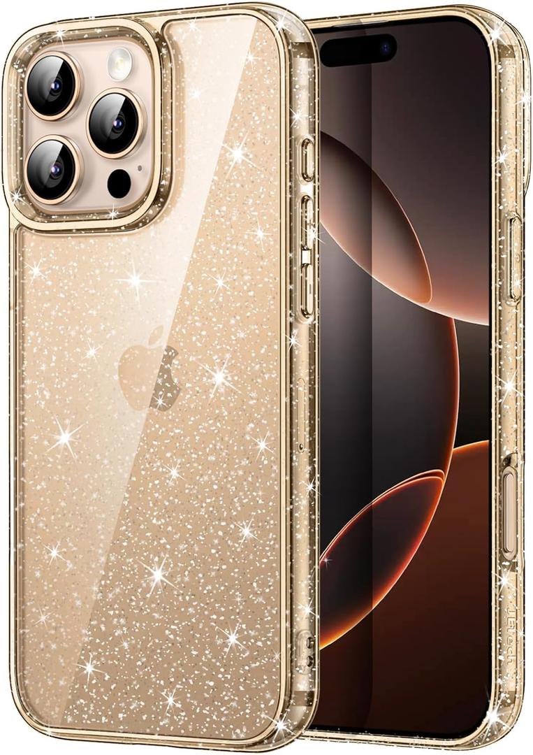 JETech Glitter Case for iPhone 16 Pro Max 6.9-Inch, Bling Sparkle Shockproof Phone Bumper Cover, Cute Sparkly for Women and Girls (Desert Titanium)