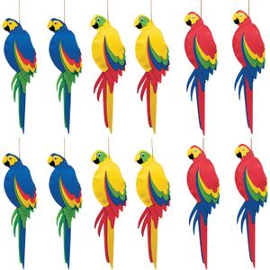 Fun Express 21" Jumbo Multicolored Foam Parrots 12 Pack - Luau Party Decorations Hawaiian Tropical Decor | Tiki Party Supplies for Rainforest VBS Jungle Theme Birthday | Summer Hanging Bird Decor | Luau Party Decorations, Hawaiian Tropical Decor, Tiki Party Supplies, Summer Hanging Bird Decor