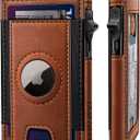 Airtag Wallet for Men, Slim Pop Up Credit Card Holder RFID Blocking Mens Minimalist wallet for 7-9 Cards ID Window, with Gift Box (Brick Brown060)