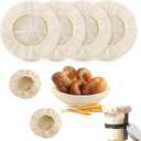 Bread Proofing Cover - 4 Pack Basket Linen Cloths & 2 Jar Covers, Reusable Cotton Bread Proofing Liners for Sourdough Baking, 10" Compatible with Round/Oval Banneton Baskets