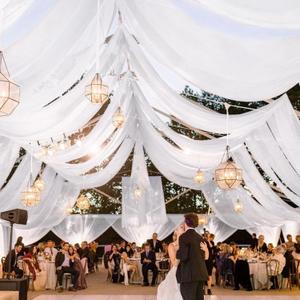 4 Panels White Ceiling Drapes for Wedding Ceiling Drapes 5ftx30ft Wedding Arch Draping Fabric Sheer Curtains Voile Chiffon Drapery Draping Wedding Ceiling Decorations for Party Ceremony Stage Swag