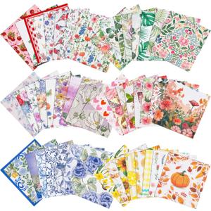 48 Pack 6 Color Assorted Floral Napkins for Decoupage Decorative Toilet Christmas Napkins Flower Cocktail Decorative Paper 6.5 Inch Decoupage Scrapbook Paper for Wedding Party Art Journaling