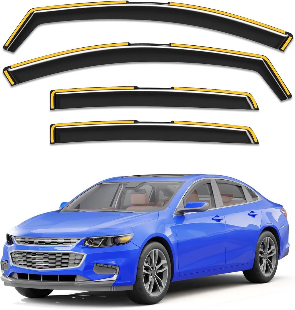 in-Channel Window Rain Guards Fit for Chevy Malibu 2016-2025(9 Gen),Rain Guards Visors Vent Visors Window Deflector, Vent Shades Car Accessories -4 pcs