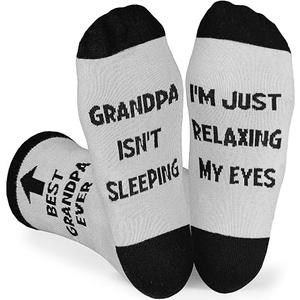2 x Veachog Best Dad Grandpa Socks for Men, Funny Fathers Day Birthday Gifts for Grandpa Dad Daddy to be Gifts for Grandfather (Grandpa Isnt Sleeping Grey)