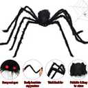 Halloween Outdoor Decorations Hairy Black Spider, Scary Giant Spider Fake Large Spider Hairy Spider Props for Halloween Yard Decorations Party Decor (Black)