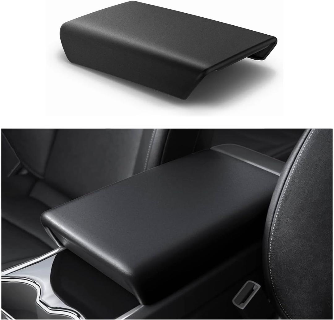 tslmodely Center Console Armrest Cover for Tesla Model Y 2025-2026 Juniper Model 3 Highland 2024-2026 Non-Slip Waterproof Armrest Protection TPE Tesla Interior Accessories (black)