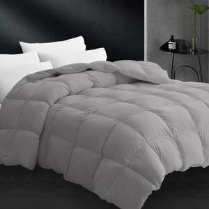 CYMULA Twin Size Feather Down Comforter - All Season Dark Grey Duvet Insert, Lightweight Box Stitched, Fluffy Breathable, Ultra Soft Quiet Hotel Style with 8 Tabs (68" x 90")