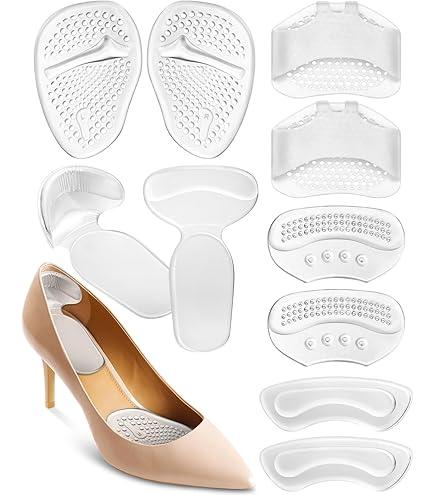 Heel Grips Liner Cushions Inserts for Loose Shoes Heel Pads and Metatarsal Pads for Shoes Too Big Women Men Prevent Heel Pain Blisters (Clear)
