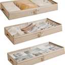 3 Pack Under Bed Storage Containers, Low Profile Underbed Shoes and Clothes Storage Organizer with Sturdy Sidewalls/Bottom, Large Dorm Storage Bins,33 * 17 * 4.5 inches,45L