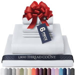 BELADOR Silky Soft Queen Sheet Set - 6 Piece White Bed Sheets for Queen Size Bed, Secure-Fit Deep Pocket Sheets with Elastic, Breathable Hotel Sheets & Pillowcase Set, Wrinkle Free Oeko-Tex Sheets