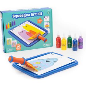 Educational Insights Squeegee Art Kit - DIY Crafts for Kids Ages 4-8, Squeegee Painting Kit for Kids, Arts and Crafts Projects, Mess Free Art Activities, Fun Craft Kits, Paint Supplies Included