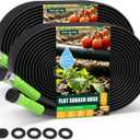 Flat Soaker Hose 100FT for Garden, 2Pack 50FT Upgrade Drip Irrigation Hose with Anodized Metal Ends and Heavy Duty Double-Layer, Leakproof & Flexible Water Saving 80% Hose for Lawn, Beds, Vegetable