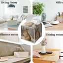 Grace Yonks Winter Tissue Box Cover Square, Snow Rabbits in Forest Design Cube Case for Facial Tissues, 5.2" PU Leather. (101)