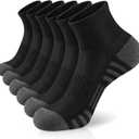 Airacker Athletic Quarter Socks with Cushion Running Ankle Socks for Men Women 6 Pairs (9-12, Black)