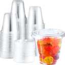 Eupako 5 oz Disposable Plastic Portion Cups with Lids 200 Sets, Jello Shot Cups, Souffle Cups, Condiment Cups, Fruit Cups with Lid