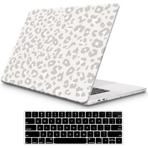 Funut for MacBook Air 13 inch Case 2022 2021 2020 2019 2018 Release M1 A2337 A2179 A1932 with Touch ID, MacBook Air M1 Case Plastic Hard Shell Protective Cover & Keyboard Cover, Leopard Print