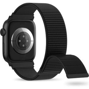 Nylon Sport Band Compatible with Apple Watch Band 38mm 40mm 41mm 42mm 44mm 45mm 46mm 49mm, Adjustable Breathable Women Men Braided Strap Loop for iWatch Series 11/10/9/8/7/6/5/SE Ultra 3/2/1 (Dark Black)