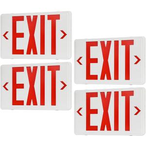 Exit Sign with Battery Backup,Commercial Exit Signs, Red Emergency Exit Light,Combo for Business,Dual-Sided, UL Certified, 120V/277V AC,4 Pack (White Housing+Red Letter)