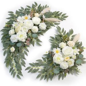 Artificial Wedding Arch Flowers Kit(Pack of 2) for Wedding Arch, Bridal Shower, Ceremony and Reception Backdrop Decoration (Cream & Champagne)