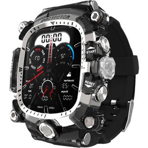 iG-3200 Rugged Case with Band for Apple Watch Series 10/11 46mm,Shockproof Bumper Cover Silicon Strap for iWatch 10/11 46mm Full Protective Cover for Men (Silvery)