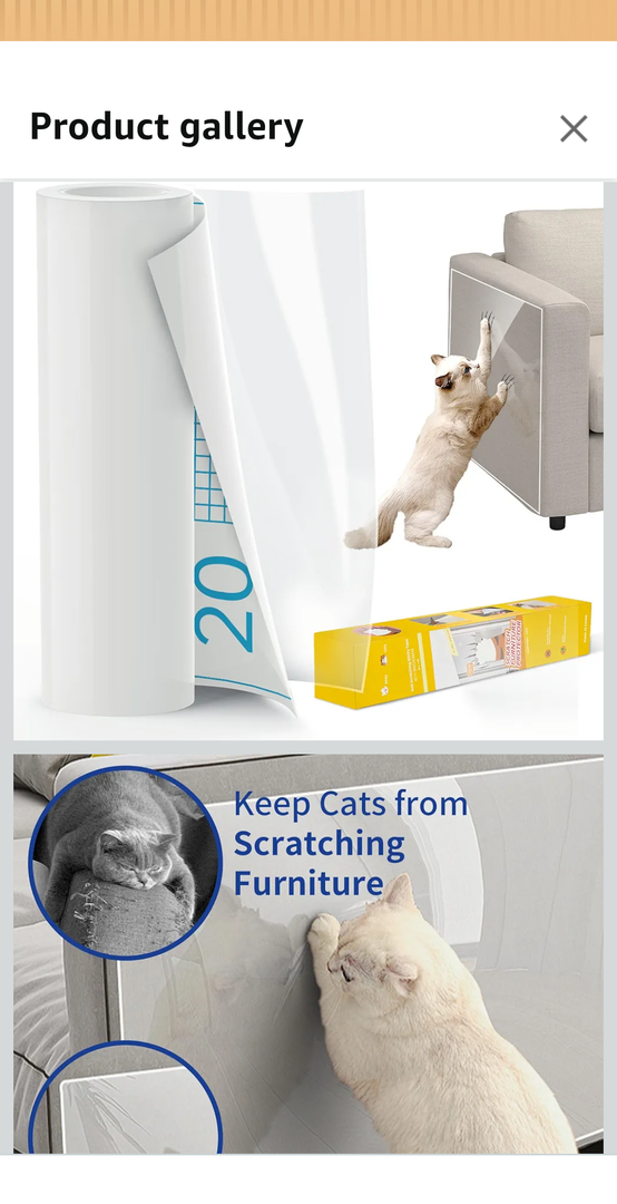 Anti Cat Scratch Furniture Protector, Thickened Cat Scratch Guards for Couches, Tables & More, 196.8" x 11.8" Transparent Self-Adhesive Couch Protector Against Cats Claws