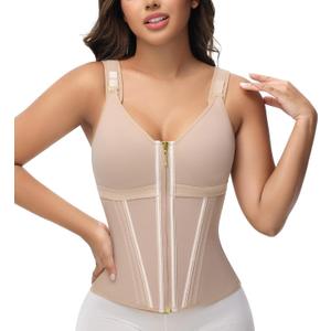 SHAPSHE Waist Trainer Corset for Women Tummy Control Sport Workout Body Shaper Vest for Women Postpartum Gym Zipper and Hooks (S)