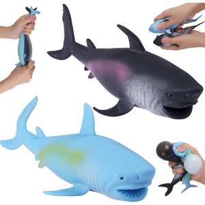 Shark Stress Balls (2Pack) Squishy Toys for Kids Adults, 8 Inch Shark Squishy Ball, Dough Ball, Animal Squeeze Stress Toys, Stretchy Stress Relief Sensory Fidget Toys, Party Favors, Birthday