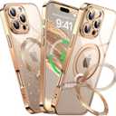 Offical Desert Titanium for iPhone 16 Pro Case with 360 Spin Stand [DIY Glitter Cardstock] [Fit for MagSafe] 16FT Mil-Protection Polished for iPhone 16 Pro Case with Stand 6.3'', Desert Titanium