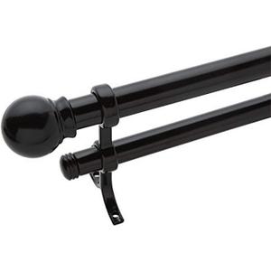 Bali Blinds 26-0085-57 3/4" Ball Double Rod Set, 48-84", Black