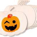 6 Pieces Large Wooden Pumpkin Cutouts 11 Inches Unfinished Wood Craft Cutout Blank Pumpkin Shape Cutout for Halloween Fall Thanksgiving Party DIY Craft Decoration Supplies (6)