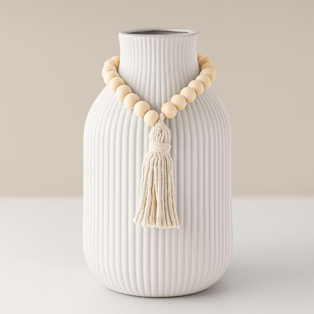 JOHOUSE White Ceramic Vase, Small Flower Vase for Pampas Grass, Home, Living Room, Dining Table, Farmhouse, Office Decor, Bedroom, Table, Kitchen Shelf, Minimalist Modern Home Decoration