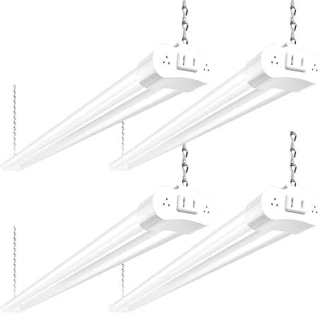 4FT LED Shop Light, 2200lm, 5000K Daylight White, 20W, 12 Packs
Utility Light Fixture, Ceiling and Under Cabinet Lights for Workshop Garage, Corded Electric with ON/Off Switch